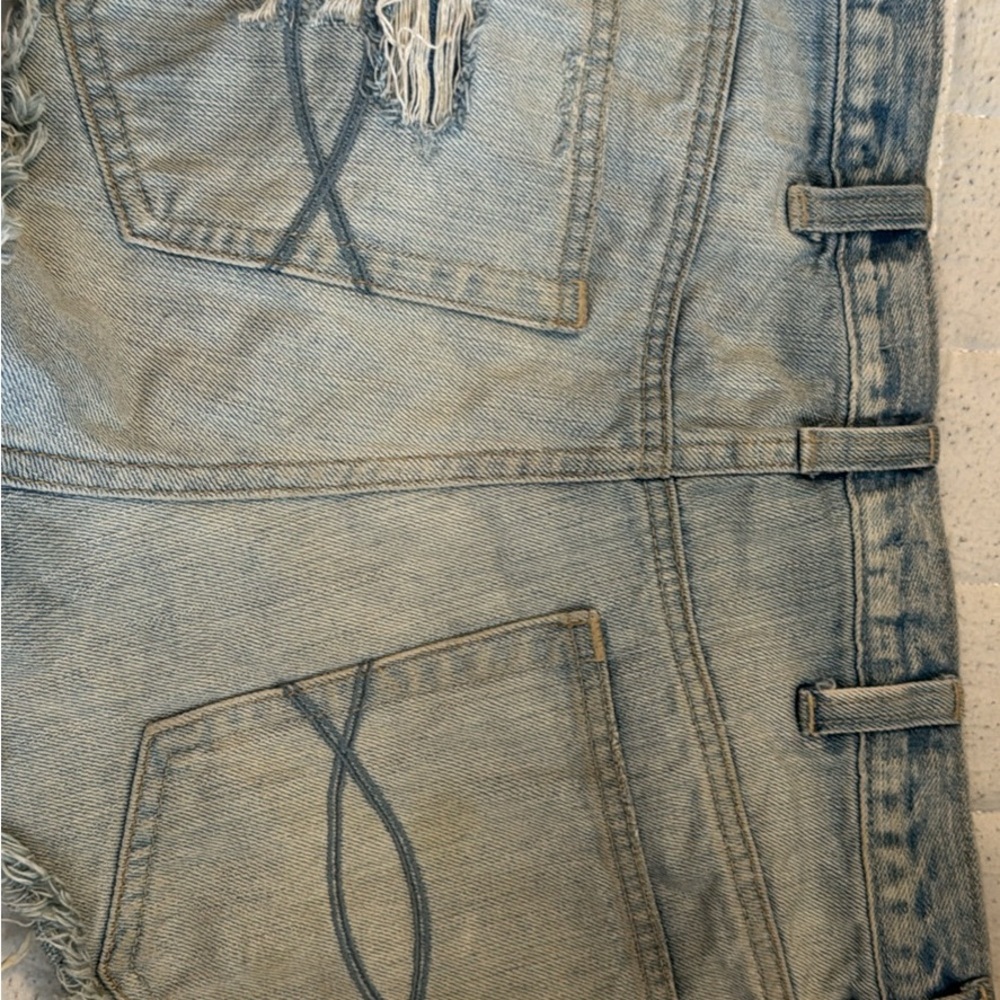 Abercrombie & Fitch Light Blue Distressed Jean Shorts - Picture 2 of 2